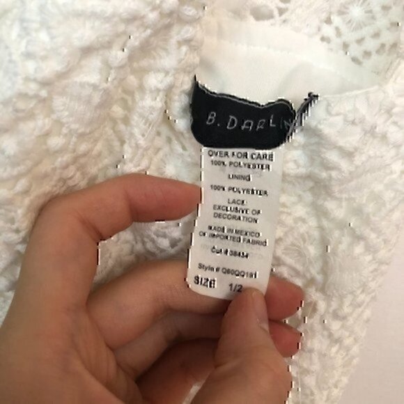 NEW NWT B DARLIN High Neck Lace Fit Flare Dress White Sleeveless Mini Party 1 2 - Picture 5 of 8